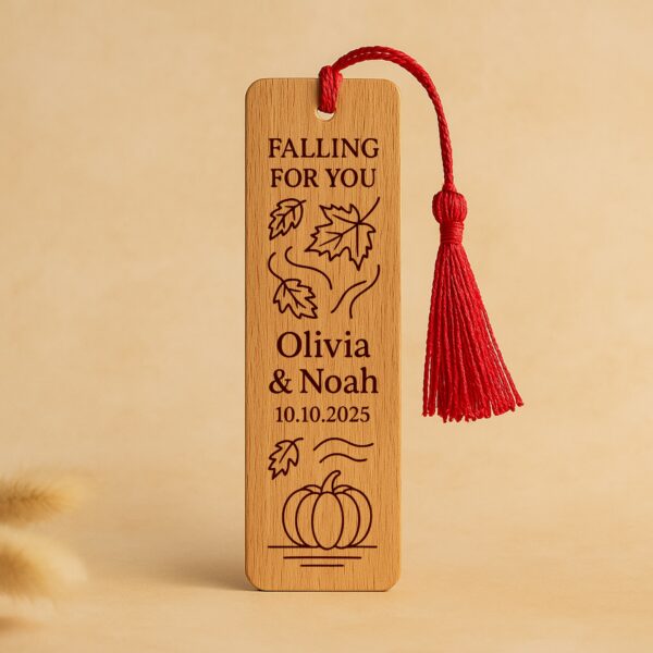 Boho style personalized wooden bookmark wedding favor