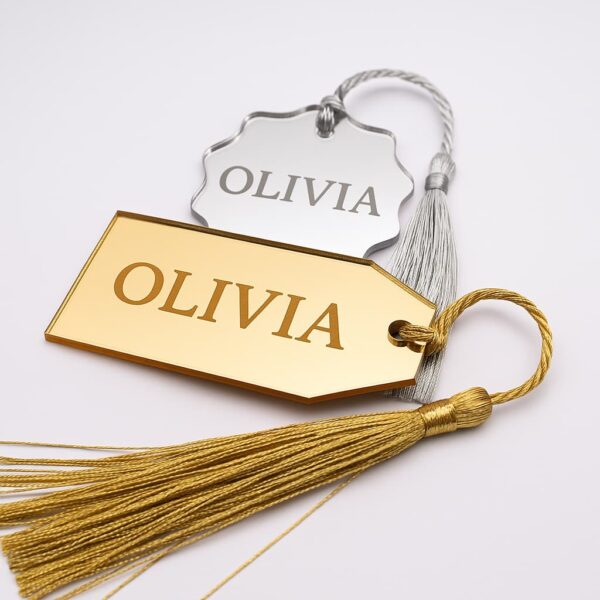 Alluring Personalized Mirror Acrylic Name Tag – Custom Gold or Silver Wedding Favor - Image 6