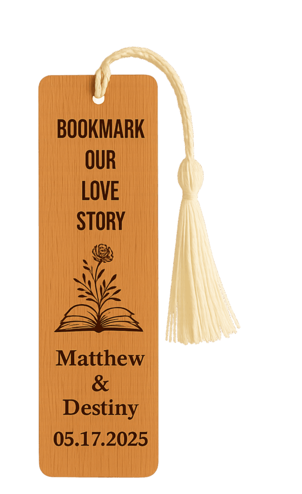 Personalized Wooden Bookmark Favor – Custom Laser Engraved with Tassel - Image 12