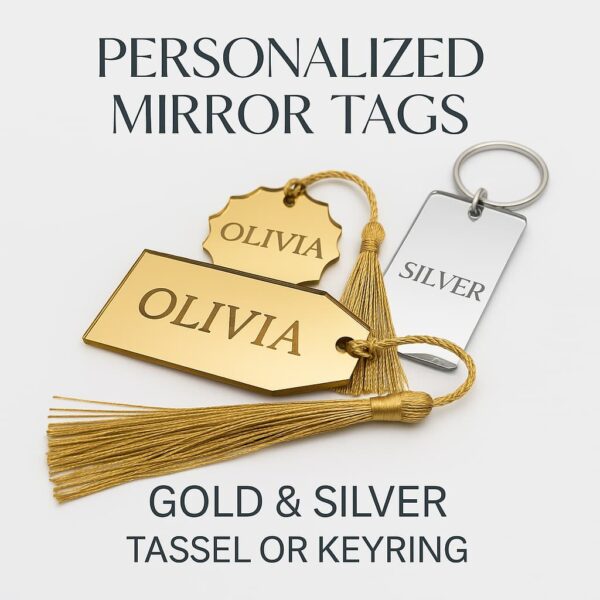 Alluring Personalized Mirror Acrylic Name Tag – Custom Gold or Silver Wedding Favor - Image 4
