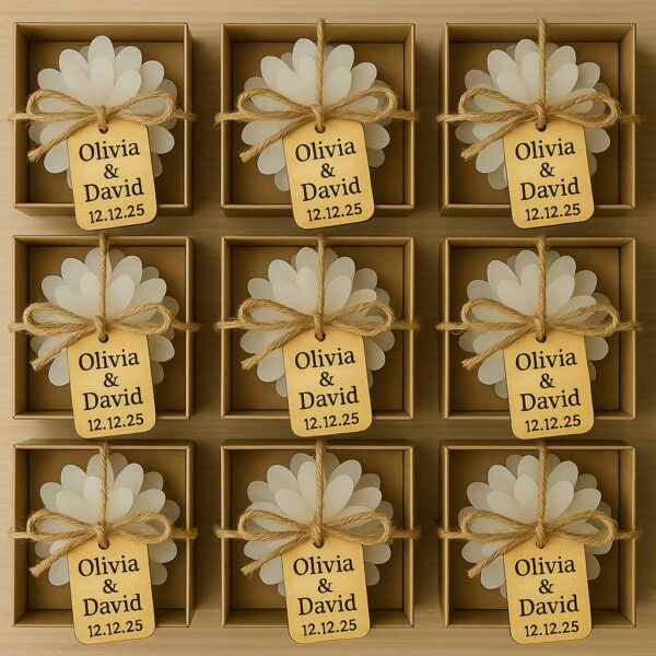 Set of flower candles for wedding guests
