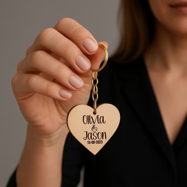 Puzzle shape rustic keyring for couples