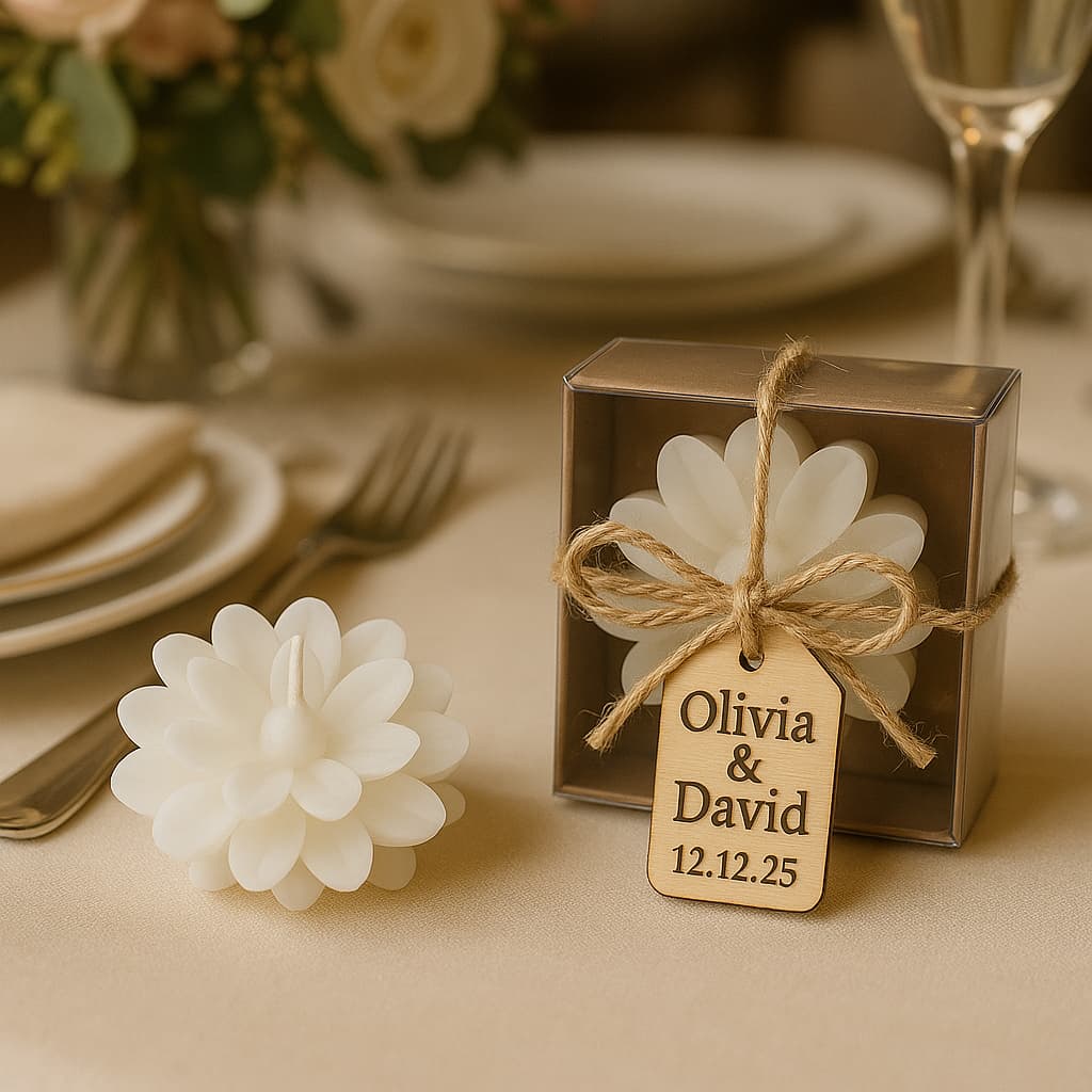 candle bridal shower favors on table