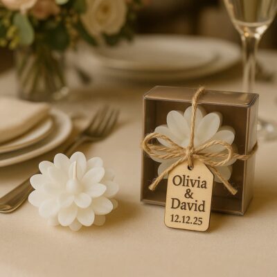 personalized flower candle favor